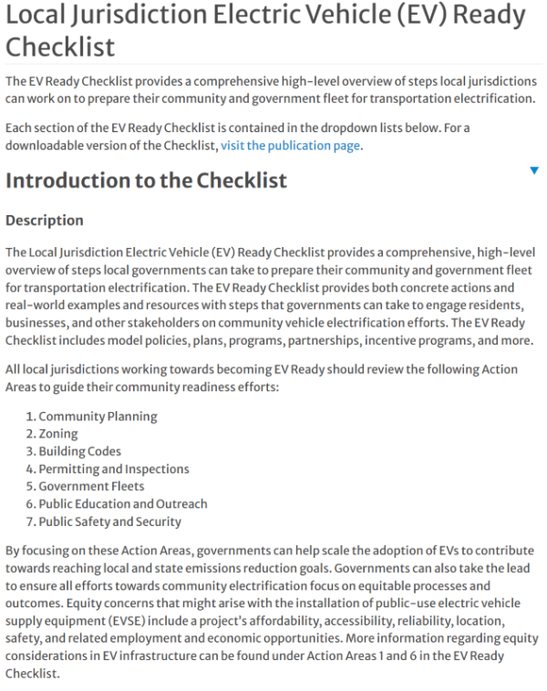 Local Jurisdiction Electric Vehicle (EV) Ready Checklist Atlas EV Hub